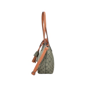 Geanta dama Rieker H1305-54-Verde de umar de mana piele ecologica casual cu aplicatie florala verde