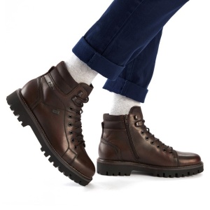 Ghete barbati Rieker 30420-25-Maro casual piele naturala impermeabil imblanite cu toc maro