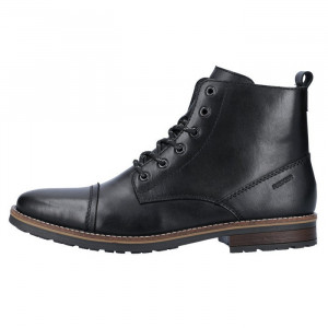 Ghete barbati, Rieker, 33205-00-Negru, casual, piele naturala, cu toc, negru