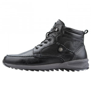 Ghete barbati Waldlaufer 388803-199-001-Helle-Negru casual piele naturala imblanite cu talpa groasa negru