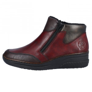 Ghete dama Rieker 48754-35-Bordo casual piele naturala cu talpa joasa bordo