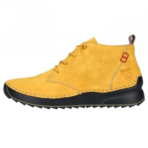 Ghete dama Rieker 51510-68-Galben casual piele ecologica cu talpa joasa galben