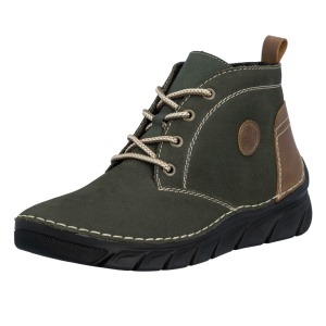 Ghete dama Rieker 55036-54-Verde casual piele naturala imblanite cu talpa joasa verde