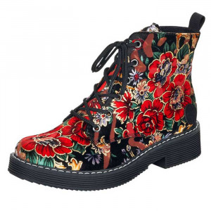 Ghete dama Rieker 70010-90-Multicolor casual textil cu toc multicolor