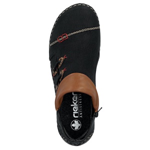 Ghete dama Rieker 72581-00-Negru casual piele ecologica cu talpa joasa negru
