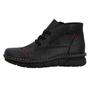Ghete dama, Rieker, 73301-00-Negru, casual, piele ecologica, imblanite, cu talpa joasa, negru