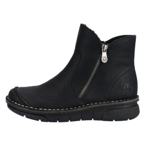 Ghete dama, Rieker, 73357-00-Negru, casual, piele ecologica, imblanite, cu talpa joasa, negru
