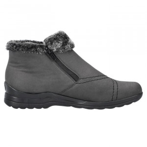 Ghete dama Rieker L1868-45-Gri casual piele naturala impermeabil imblanite cu talpa joasa gri