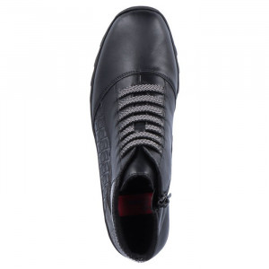 Ghete dama Rieker N3374-00-Negru casual piele ecologica cu talpa joasa negru