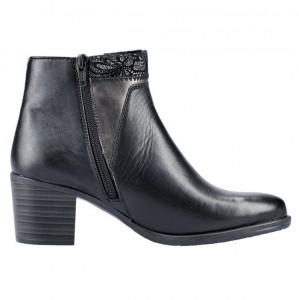 Ghete dama Rieker Y2063-00-Negru casual piele naturala cu toc negru