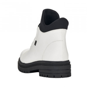Ghete dama Rieker Y3163-80-Alb casual piele ecologica impermeabil imblanite cu toc alb