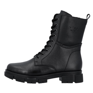 Ghete dama, Rieker, Y7116-00-Negru, casual, piele naturala, imblanite, cu toc, negru