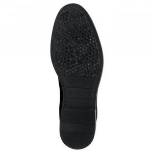 Pantofi barbati Nicolis 201918-Negru elegant piele intoarsa cu toc negru