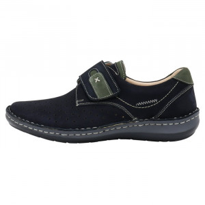 Pantofi barbati, Otter, OT9583-42-2-Albastru-Inchis, casual, piele naturala, perforati, cu talpa joasa, albastru inchis