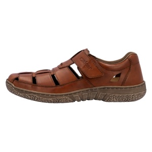Pantofi barbati, Rieker, 03578-24-Maro, casual, piele naturala, perforati, cu talpa joasa, maro