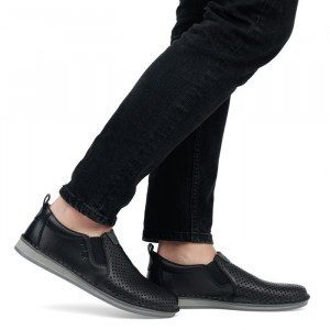 Pantofi barbati Rieker 05457-00-Negru casual piele naturala perforati cu talpa joasa negru