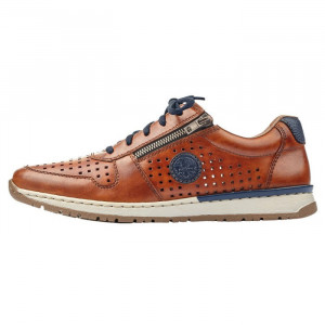 Pantofi barbati, Rieker, B5115-24-Maro, casual, piele naturala, perforati, cu talpa joasa, maro