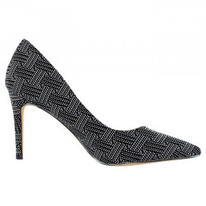 Pantofi dama Azarey 459D720-Negru elegant textil cu toc negru