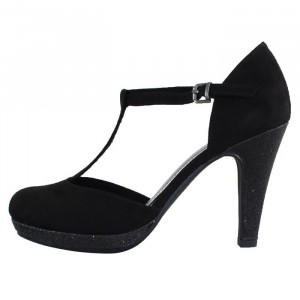 Pantofi dama Marco Tozzi 2-24402-22-098-Negru elegant textil cu toc negru