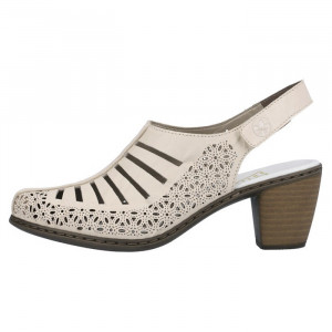 Pantofi dama Rieker 40959-60-Bej casual piele naturala cu toc bej