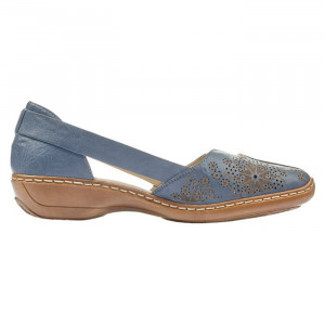 Pantofi dama Rieker 41396-12-Albastru casual piele naturala cu talpa joasa albastru