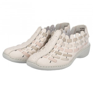 Pantofi dama Rieker 413V8-60-Bej casual piele naturala cu talpa joasa bej