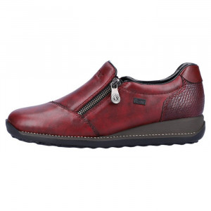 Pantofi dama Rieker 44265-35-Bordo casual piele naturala impermeabil cu talpa joasa bordo