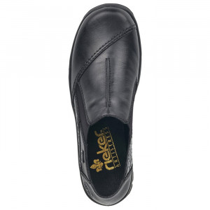Pantofi dama Rieker L7178-00-Negru casual piele naturala impermeabil cu talpa joasa negru