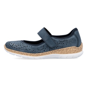 Pantofi dama, Rieker, N4299-14-Albastru, casual, piele ecologica, cu talpa joasa, albastru
