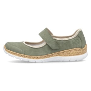 Pantofi dama, Rieker, N42B0-52-Verde, casual, piele ecologica, cu talpa joasa, verde