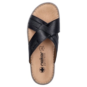 Papuci barbati Rieker 21082-00-Negru casual piele naturala cu talpa joasa negru