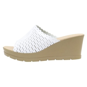 Papuci dama, Nicolis, 173901-Alb, casual, piele naturala, cu platforma, alb