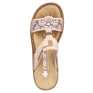 Papuci dama Rieker 608K2-31-Roz casual piele ecologica cu talpa joasa roz