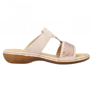 Papuci dama Rieker 65980-31-Roz casual piele ecologica cu talpa joasa roz