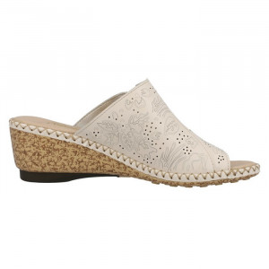 Papuci dama Rieker 66191-60-Bej casual piele naturala cu platforma bej