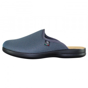 Saboti barbati, Fly Flot, P7-118-FB-Gri-Inchis, de casa, textil, ortopedici, cu talpa joasa, gri inchis