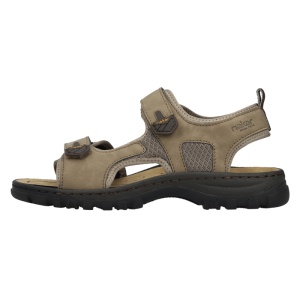 Sandale barbati, Rieker, 25055-64-Bej, sport, piele ecologica, cu talpa joasa, bej
