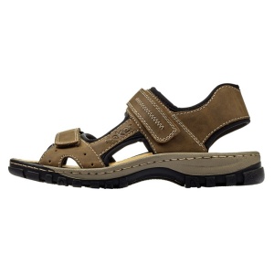 Sandale barbati, Rieker, 25084-24-Maro, sport, piele ecologica, cu talpa joasa, maro