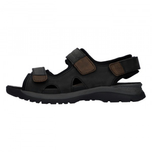 Sandale barbati, Waldlaufer, 746002-200-740-H-Taro-Negru, sport, piele naturala, cu talpa groasa, negru