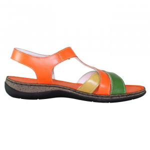 Sandale dama Elvis 47733-Portocaliu casual piele naturala cu talpa joasa portocaliu