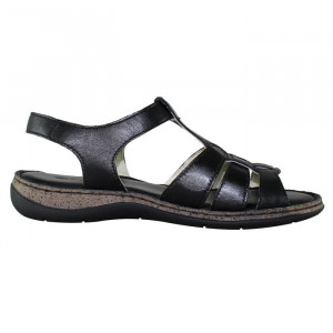 Sandale dama Elvis 47738-Negru casual piele naturala cu talpa joasa negru