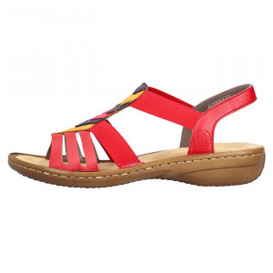 Sandale dama Rieker 60804-33-Rosu casual piele ecologica cu talpa joasa rosu