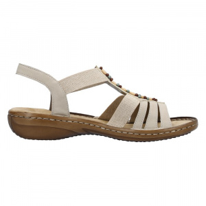 Sandale dama Rieker 60851-62-Bej casual piele ecologica cu talpa joasa bej