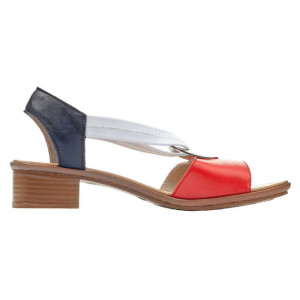 Sandale dama Rieker 62662-35-Rosu casual piele ecologica cu toc rosu