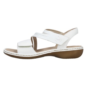Sandale dama, Rieker, 65964-80-Alb, casual, piele naturala, cu talpa joasa, alb