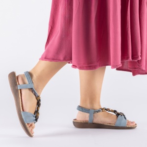 Sandale dama Rieker V7568-14-Albastru casual piele ecologica cu talpa joasa albastru
