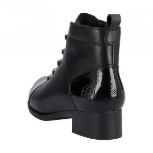 Botine dama Rieker 78655-00-Negru casual piele naturala imblanite cu toc negru