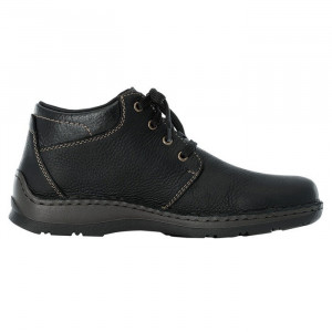Ghete barbati Rieker 05305-00-Negru casual piele naturala impermeabil imblanite cu talpa joasa negru