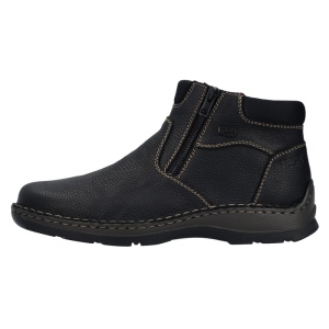 Ghete barbati, Rieker, 05362-00-Negru, casual, piele naturala, impermeabil, imblanite, cu talpa joasa, negru