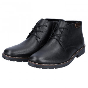 Ghete barbati Rieker 15311-00-Negru casual piele naturala imblanite cu toc negru